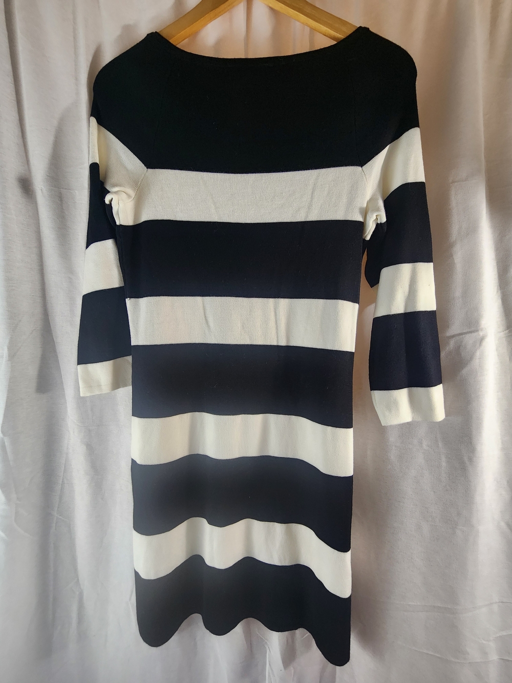 INC International Concepts Black & White Striped Sweater Dress 3/4 Sleeve L - Picture 2 of 6